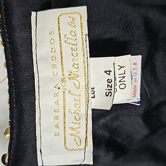 Barbara Chodos for Michael Marcella Gold Sequined+Black Taffeta Evening Jacket - Picture 3 of 17